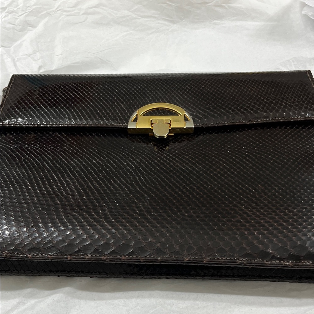 Beautiful 1960s-1970s  Argentinian Snakeskin Envelope Bag